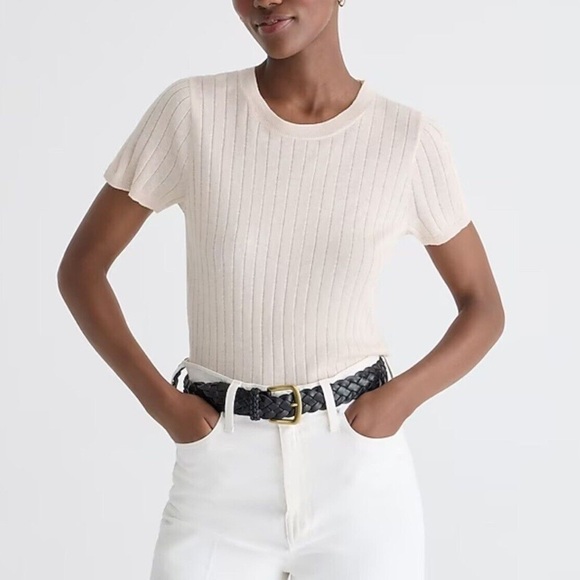 J. Crew Women’s Silk-Cashmere Blend Cropped Shirt Heathered Sandy Beach 2X - Picture 1 of 10
